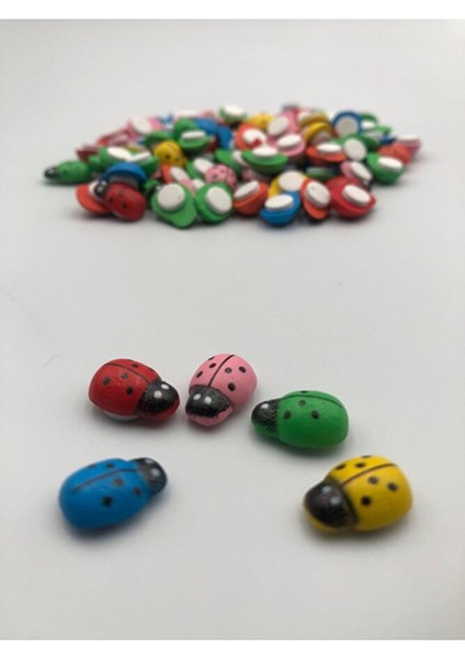 100 Adet - Yapışkanlı Minik Uğur Böceği Karışık Renk (10MM x 13MM) fiyatları