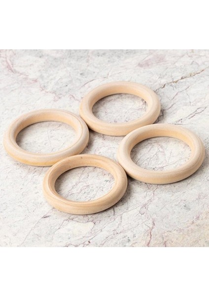 5 Adet - 7cm Ağaç Halka Ahşap Halka Hobi Halka Oyuncak Halka Amigurimi Halka Çıngırak Halka Ham