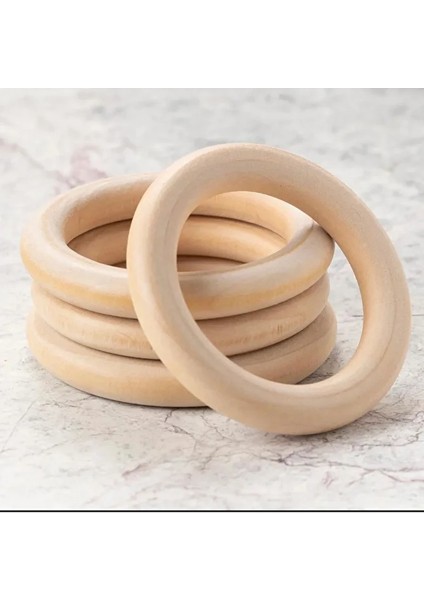 5 Adet - 7cm Ağaç Halka Ahşap Halka Hobi Halka Oyuncak Halka Amigurimi Halka Çıngırak Halka Ham fiyatları