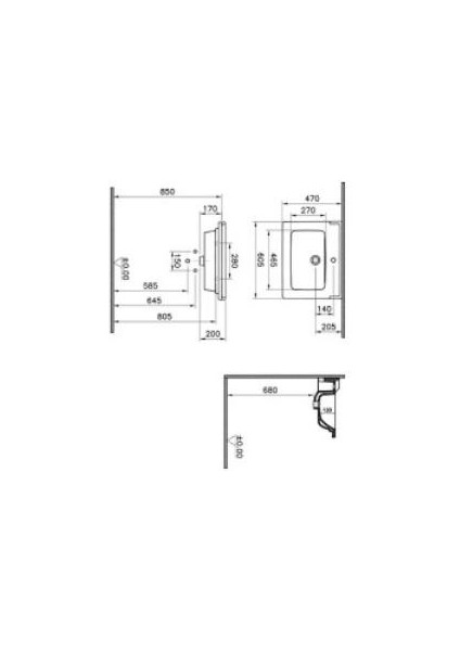 Integra Classic Etajerli Lavabo 7000B003-0001 Dikdörtgen - 60X46 cm - Tek Armatür Delikli - Su Taşma Delikli - Beyaz modelleri