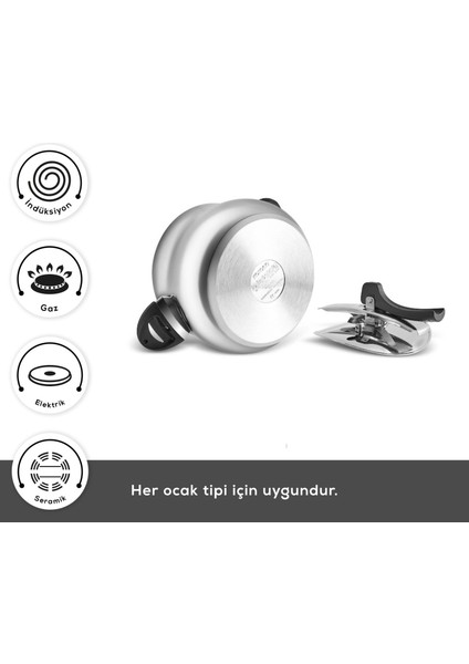 Retro Paslanmaz Çelik İndüksiyon Tabanlı Düdüklü Tencere 6 Lt fırsatları