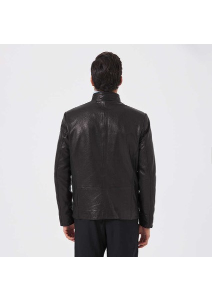 Siyah Hakiki Deri Erkek Hakiki Deri Mont - E23KDM310504-Q4O