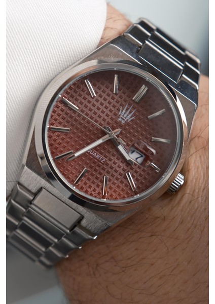 Vortex Silver Bordo Çelik Kol Saati fiyatları