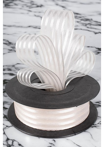 Şifon Krem Kurdele 2.5 cm Şerit 20 mt