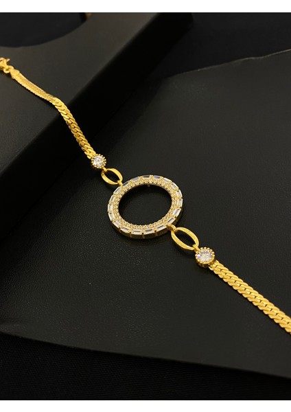 925 Ayar Gümüş Çeyrek Altın Takmak Için Gümüş Kadın Bileklik (17+3cm) (Altın Yaldızlı) Kg7 modelleri