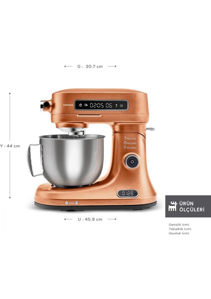 Pro Artisan Zaman Ayarlı Tartılı Mutfak Şefi Copper Glow 1600W 5 Litre fiyatları