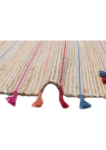 Juno Ech 05 Çok Renkli - El Dokuma Çift Taraflı Naturel Jüt Halı