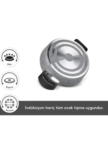 Biogranit Uraz 7 Parça Granit Kaplama Tencere Seti 18-22-26 cm İndüksiyon ve Fırın Kullanımına Uygun indirimleri