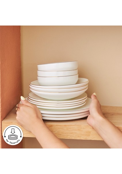 Fine Bone Meridian 55 Parça 12 Kişilik Yemek Takımı Gold