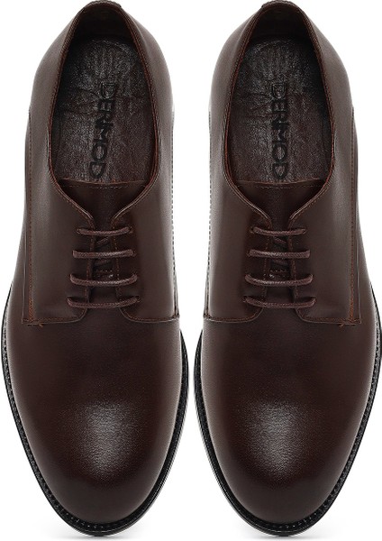 Erkek Kahverengi Bağcıklı Deri Klasik Ayakkabı 25WFD621618