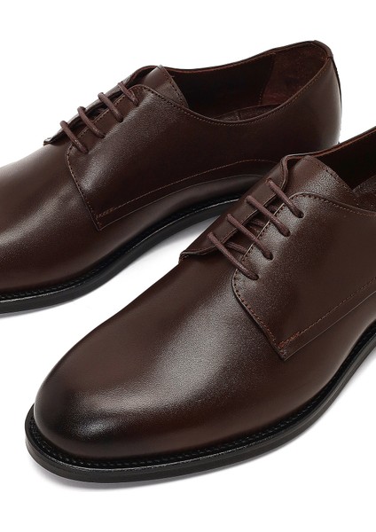 Erkek Kahverengi Bağcıklı Deri Klasik Ayakkabı 25WFD621618