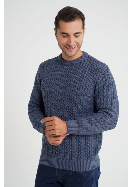 Erkek Bisiklet Yaka Selanik Saç Örgülü Yün Kazak TRIST-5352 modelleri