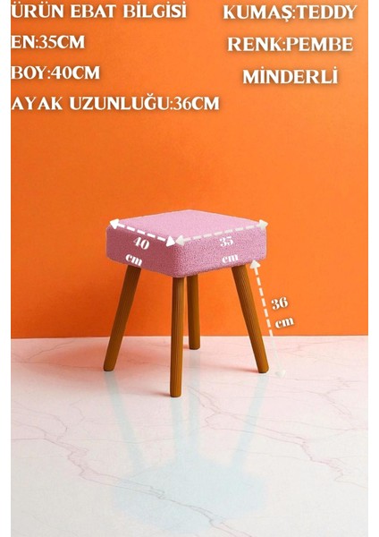 Alvıa Modern Ahşap Ayaklı Teddy Peluş Kare Bench Puf – Dekoratif Tabure fiyatları