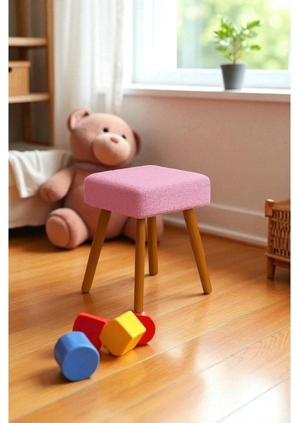 Alvıa Modern Ahşap Ayaklı Teddy Peluş Kare Bench Puf – Dekoratif Tabure modelleri