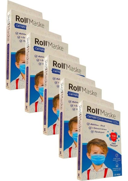 Erkek Cerrahi Çocuk Maskesi 5 Kutu 50 Adet