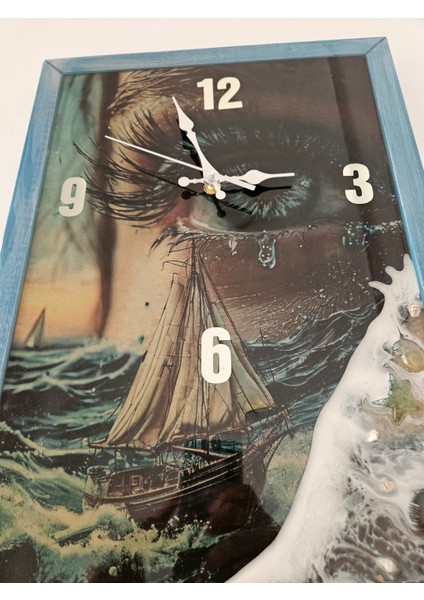 Ahşap Çerçeveli Özel Tasarım Epoksi Duvar Saati modelleri