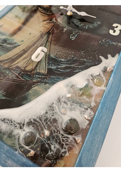 Ahşap Çerçeveli Özel Tasarım Epoksi Duvar Saati fırsatları