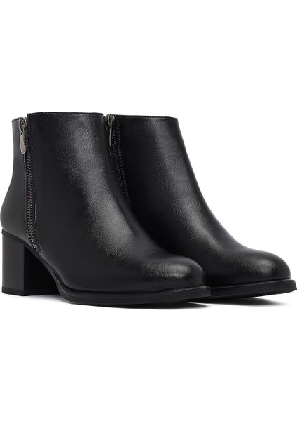 Kadın Siyah Fermuarlı Kalın Topuklu Bot 25WFE250318 indirimleri