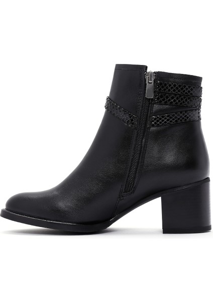 Kadın Siyah Fermuarlı Kalın Topuklu Bot 25WFE250418 fırsatları
