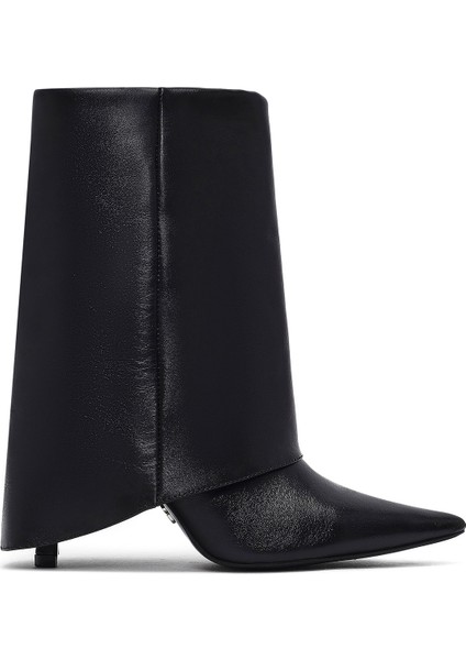 Kadın Siyah Ince Topuklu Deri Bot 25AFD160218