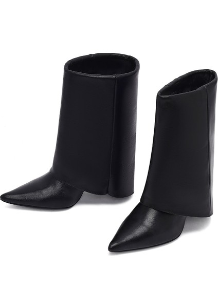 Kadın Siyah Ince Topuklu Deri Bot 25AFD160218 modelleri