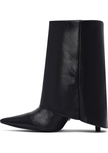 Kadın Siyah Ince Topuklu Deri Bot 25AFD160218 fırsatları