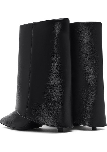 Kadın Siyah Ince Topuklu Deri Bot 25AFD160218