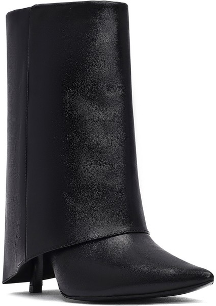 Kadın Siyah Ince Topuklu Deri Bot 25AFD160218