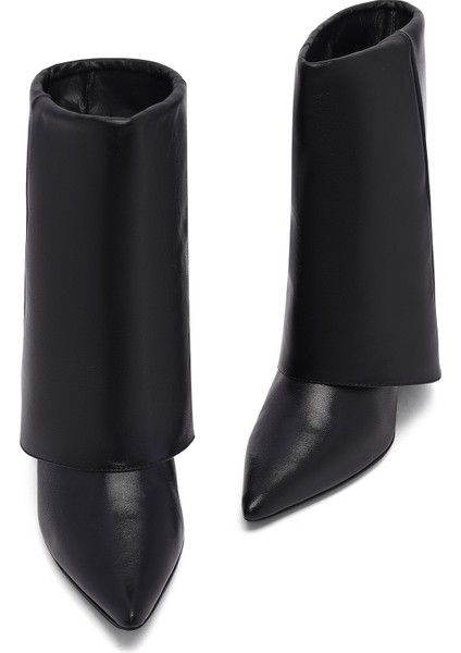 Kadın Siyah Ince Topuklu Deri Bot 25AFD160218