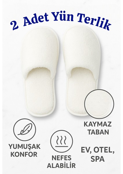 2 Adet Yumuşak Yün Ev Misafir Günlük Kaymaz Terlik Günlük Ev Terliği Çeyiz Bohça Gelin Terlik