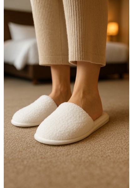 2 Adet Yumuşak Yün Ev Misafir Günlük Kaymaz Terlik Günlük Ev Terliği Çeyiz Bohça Gelin Terlik