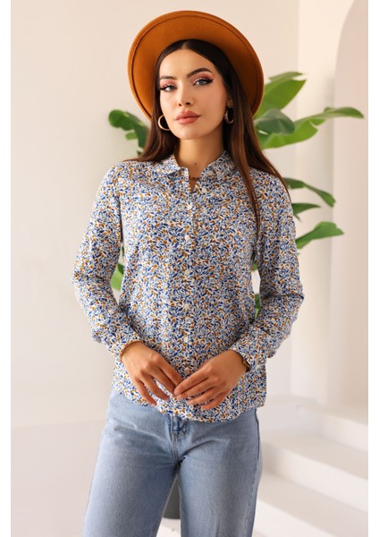 Kadın Çiçek Desenli Uzun Kollu Gömlek – Rahat Kesim, Hafif ve Nefes Alabilen Kumaş, Günlük fiyatları
