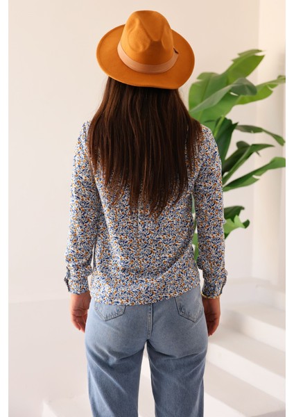 Kadın Çiçek Desenli Uzun Kollu Gömlek – Rahat Kesim, Hafif ve Nefes Alabilen Kumaş, Günlük indirimleri