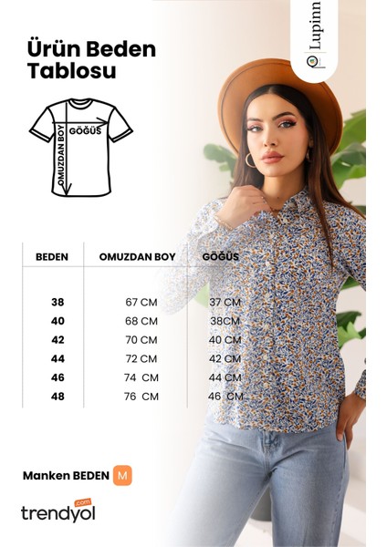 Kadın Çiçek Desenli Uzun Kollu Gömlek – Rahat Kesim, Hafif ve Nefes Alabilen Kumaş, Günlük