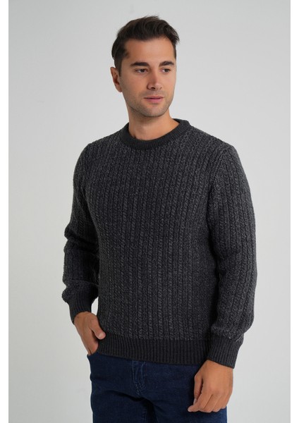 Erkek Bisiklet Yaka Selanik Saç Örgülü Yün Kazak TRIST-5352