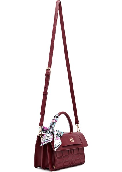 Kadın Bordo Uzun Askılı Baskılı Çapraz Çanta 25WBD282126