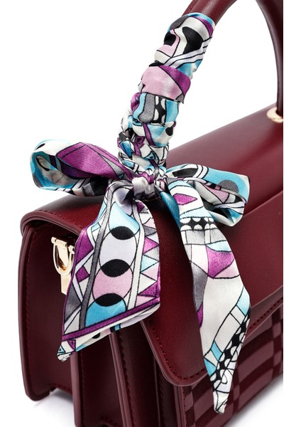 Kadın Bordo Uzun Askılı Baskılı Çapraz Çanta 25WBD282126