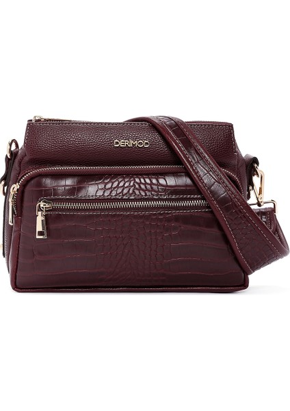 Kadın Bordo Uzun Askılı Kroko Çapraz Çanta 25WBD2111E3