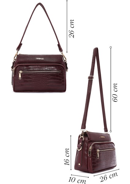 Kadın Bordo Uzun Askılı Kroko Çapraz Çanta 25WBD2111E3 fiyatları