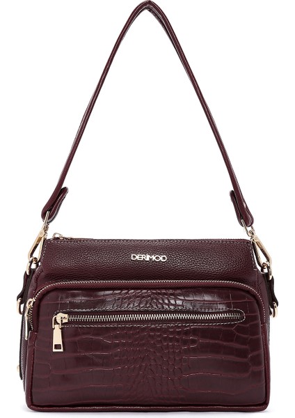 Kadın Bordo Uzun Askılı Kroko Çapraz Çanta 25WBD2111E3 modelleri