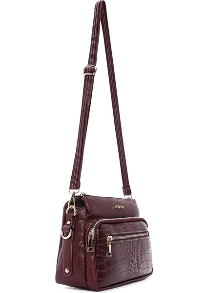 Kadın Bordo Uzun Askılı Kroko Çapraz Çanta 25WBD2111E3
