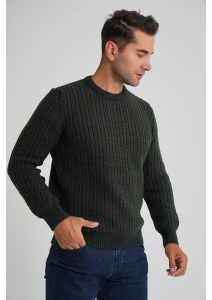 Erkek Bisiklet Yaka Selanik Saç Örgülü Yün Kazak TRIST-5352 fırsatları