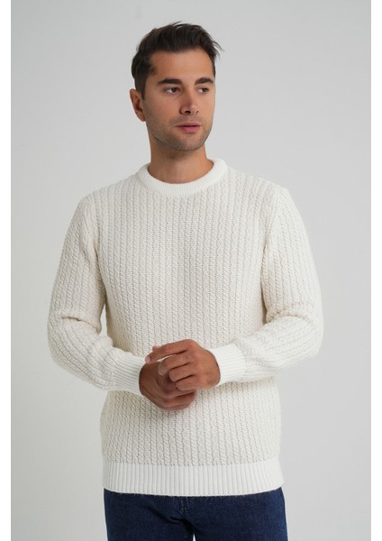 Erkek Bisiklet Yaka Selanik Saç Örgülü Yün Kazak TRIST-5352