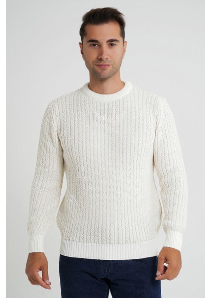 Erkek Bisiklet Yaka Selanik Saç Örgülü Yün Kazak TRIST-5352