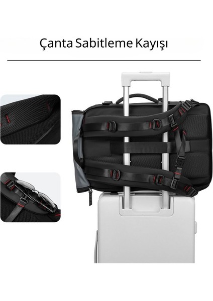 Çok Fonksiyonlu Su Geçirmez, Ayakkabı Bölmeli Spor, Seyahat Sırt Çantası Siyah indirimleri