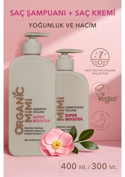 Saç Bakım Seti: Ince Telli Saçlar Için Hacim Verici Şampuan ve Nemlendirici Saç Kremi Argan Yağlı