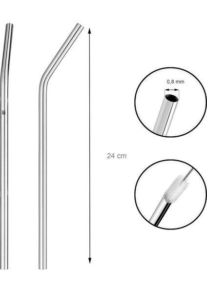 Baric 6'lı Cromargan Pipet 24 cm modelleri