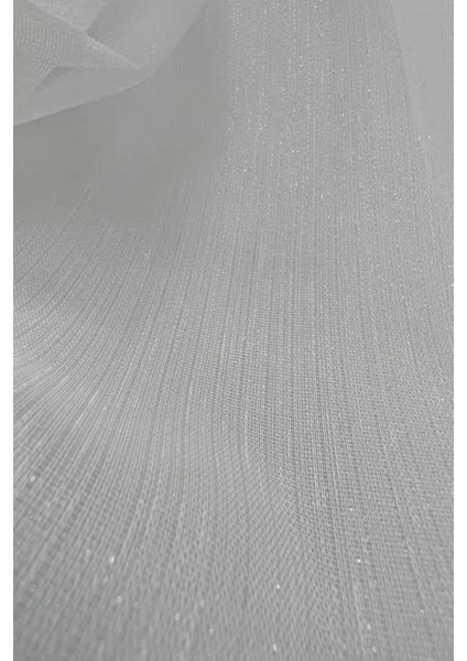 Salon ve Oturma Odaları Için Ağır Gramajlı Zarif Simli Bambu Model 1/2 Seyrek Pileli Tül Perde