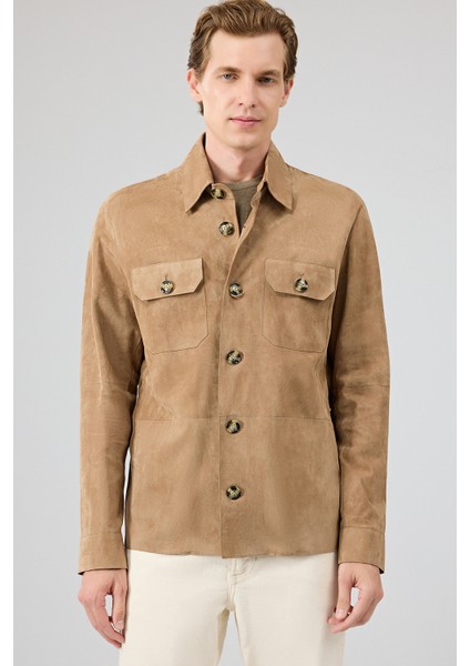 Osimhen Erkek Bej Gömlek Yaka Süet Deri Mont 25WGD657710 modelleri