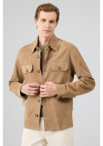 Osimhen Erkek Bej Gömlek Yaka Süet Deri Mont 25WGD657710 fırsatları